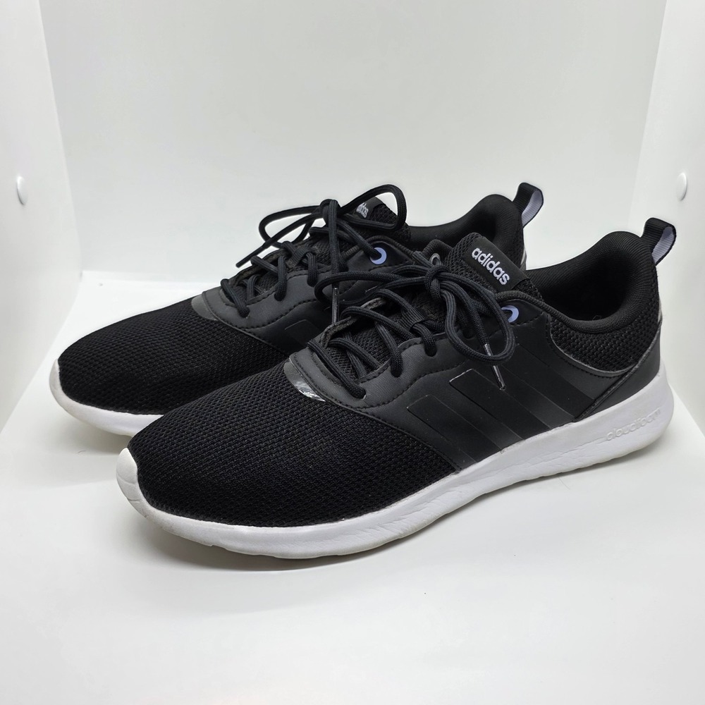 adidas QT Racer 2.0 Cloudfoam Shoes Black White Men's Size 9 H00548 - Picture 4 of 11
